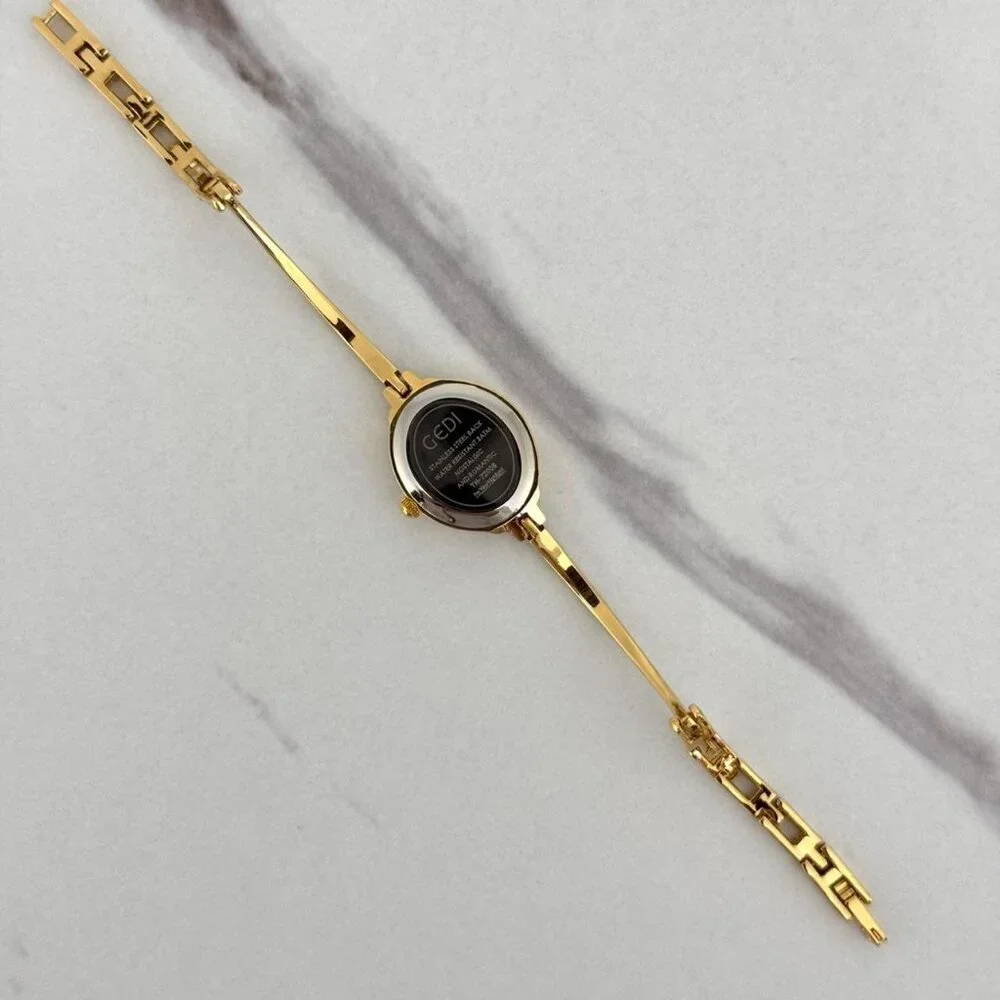 Sku0443 Retro Retro Gold Blue dial Women Casual‎ Round Watch Bracelet + gift bag